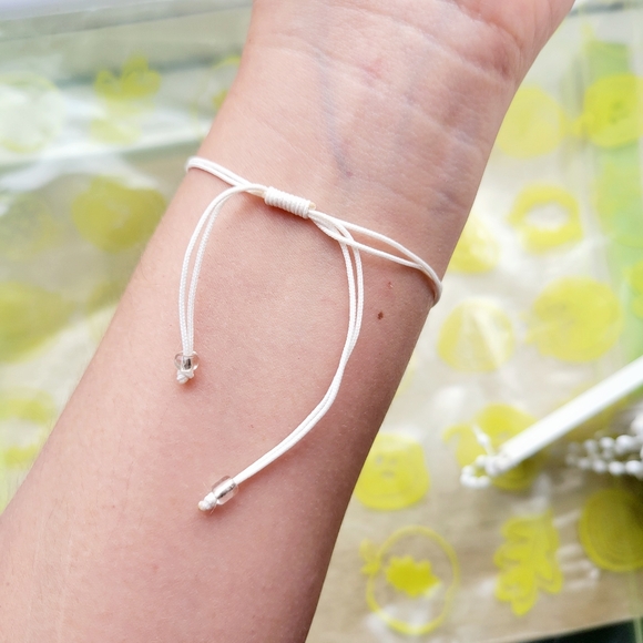 Handmade Dainty White Adjustable Bead Bracelet - Picture 7 of 7